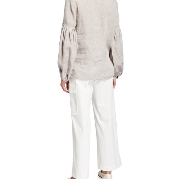 Lafayette 148 Lilo Button Down Linen Blouse in Mink Grey Melange.  Size M.  EUC. - Picture 2 of 16